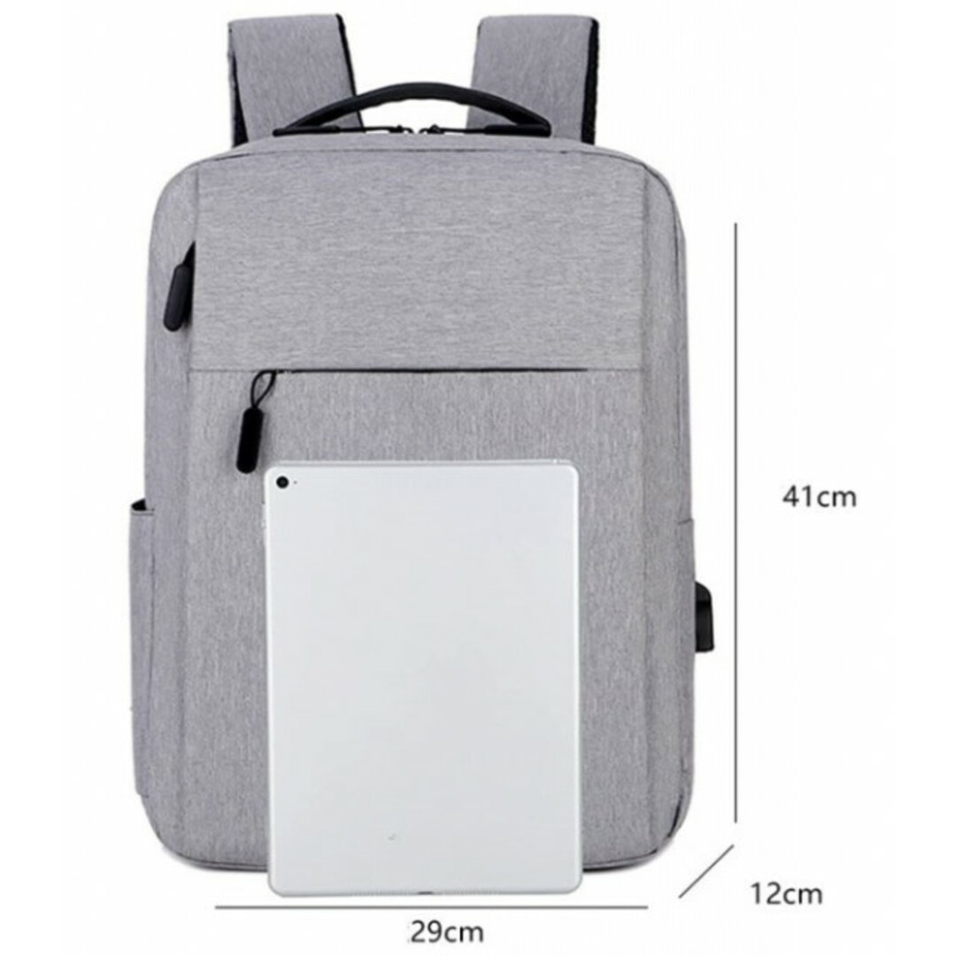 【即日発送】USBポート付バックパック リュックサック グレー 通勤 通学 メンズのバッグ(バッグパック/リュック)の商品写真