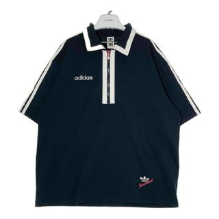 ★adidas アディダス DESCENTE ハーフジップ半袖トップス ブラック sizeL-O(Tシャツ/カットソー(半袖/袖なし))