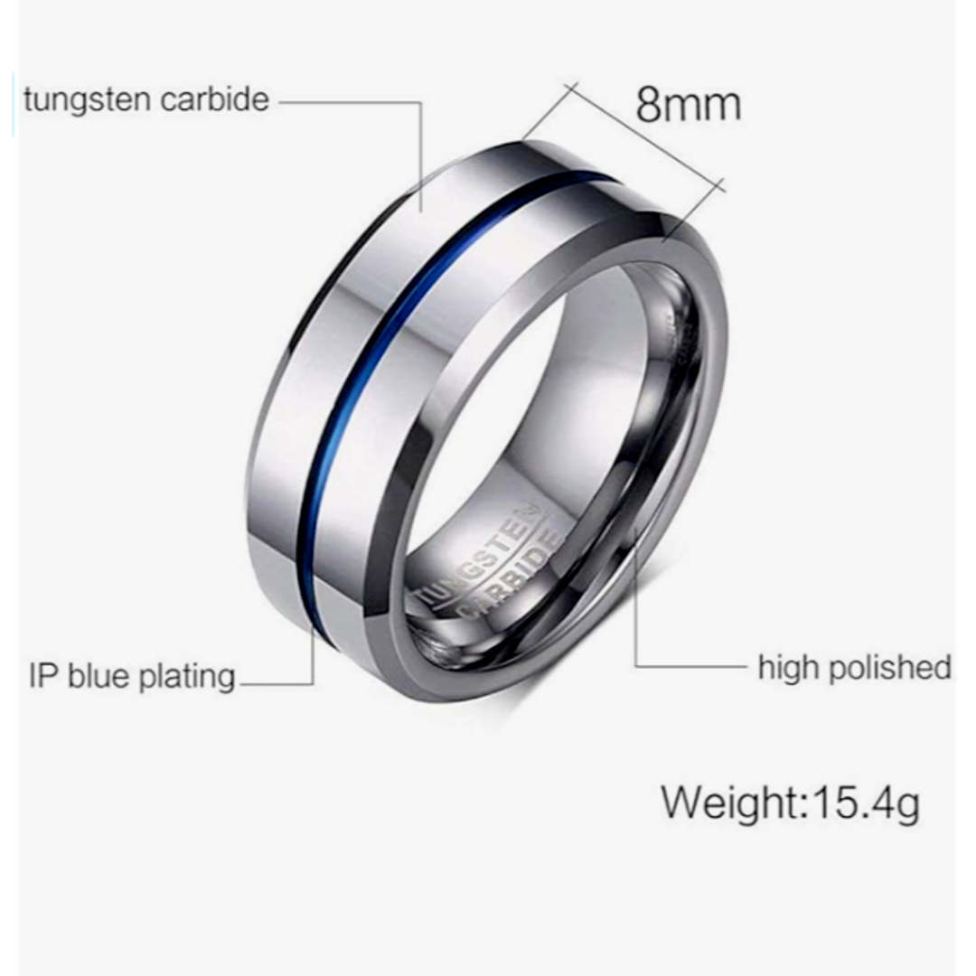【RN134】リング　アクセサリー 　メンズ 　ブルー　青　タングステン 　指 メンズのアクセサリー(リング(指輪))の商品写真