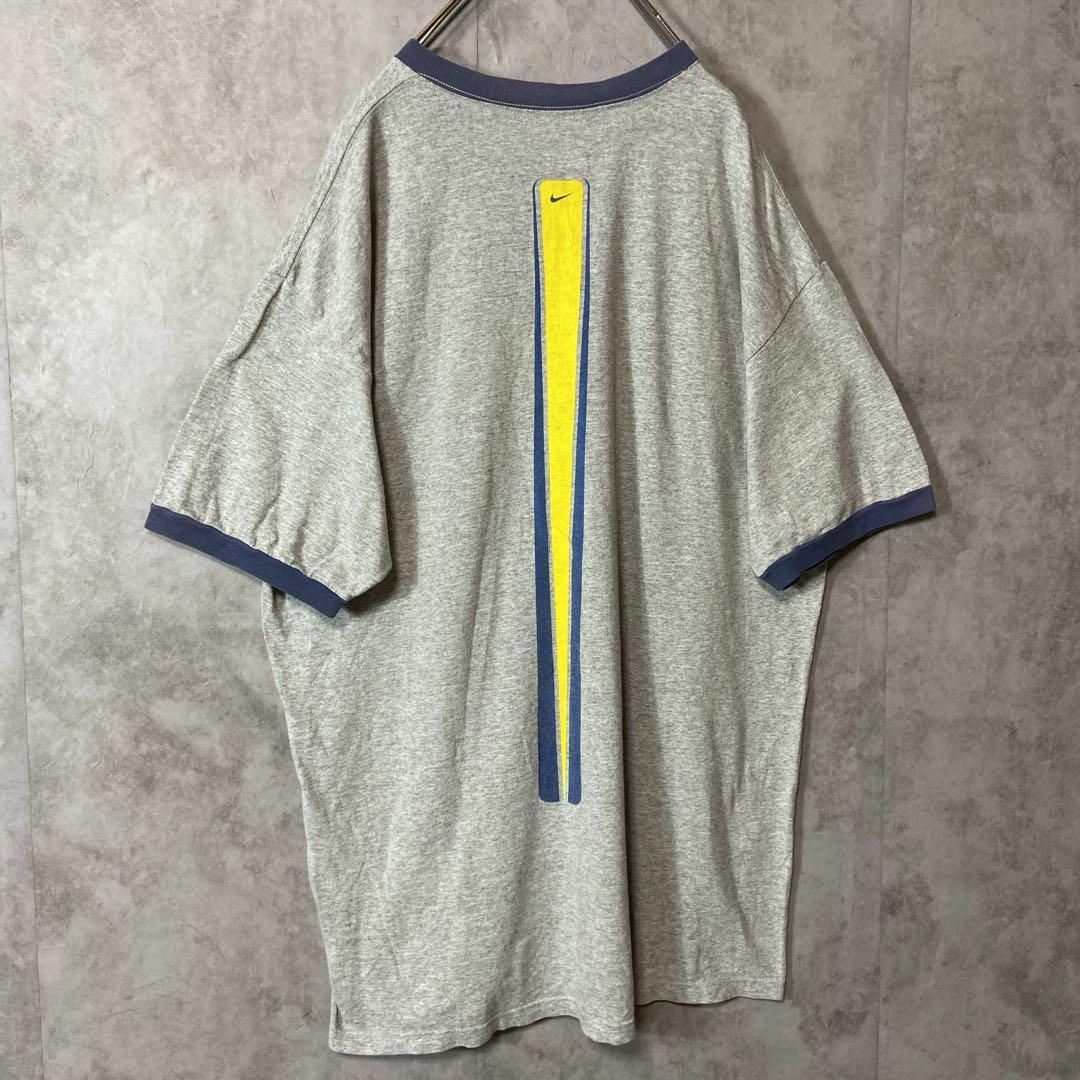 NIKE(ナイキ)の【usa製、リンガーTシャツ】NIKE両面プリントロゴ古着90s スウッシュL メンズのトップス(Tシャツ/カットソー(半袖/袖なし))の商品写真