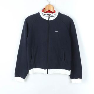 フィラ(FILA)のフィラ ブルゾン ジャケット アウター スウェット スエット スポーツウエア レディース Lサイズ 紺×白 FILA(ブルゾン)