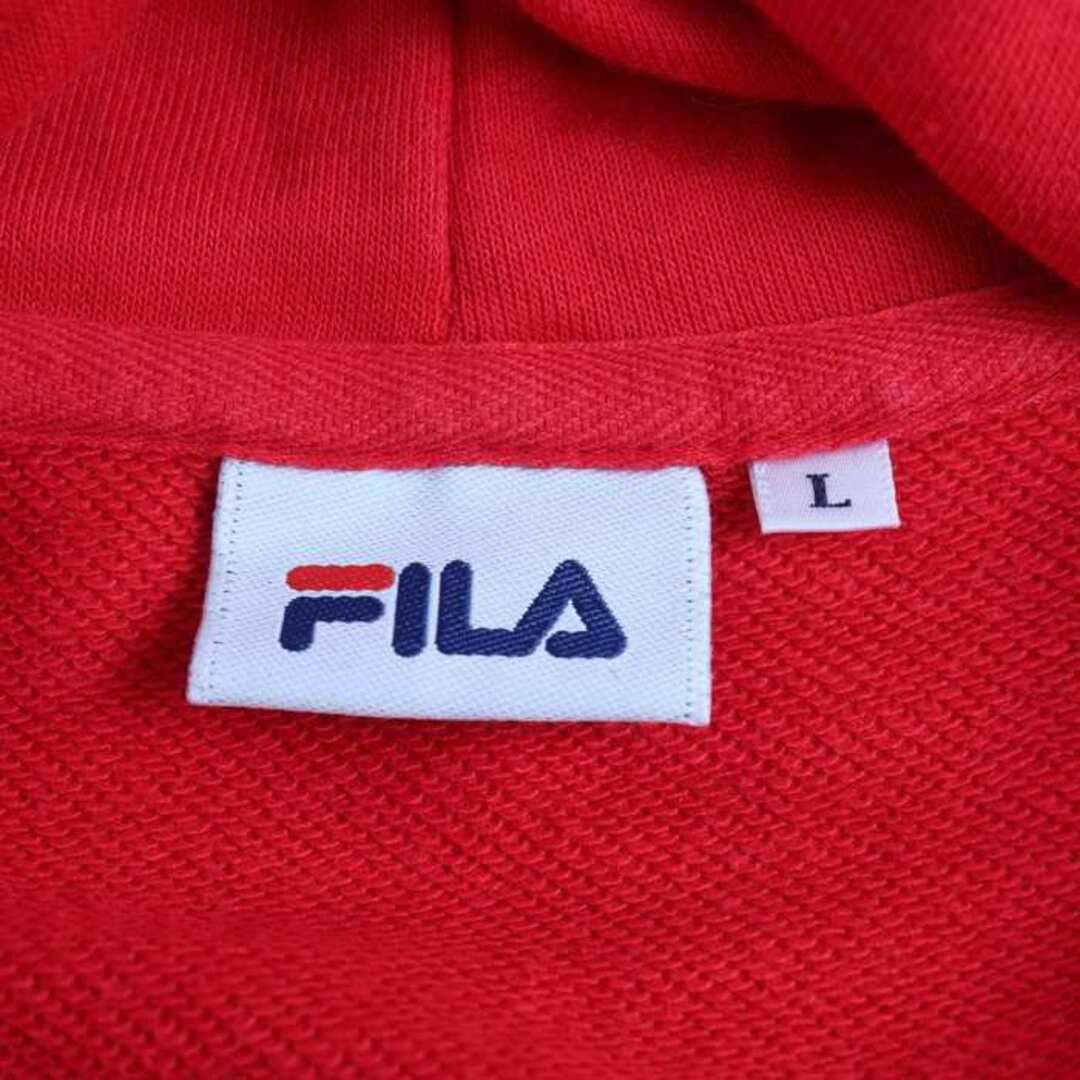 FILA(フィラ)のフィラ パーカー トップス フロントロゴ スウェット スエット スポーツウエア レディース Lサイズ 赤×白 FILA レディースのトップス(パーカー)の商品写真