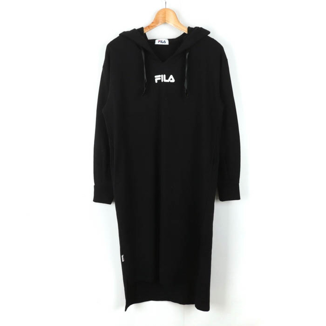 FILA(フィラ)のフィラ ワンピース トップス パーカー スウェット スエット スポーツウエア レディース Lサイズ 黒×白 FILA レディースのワンピース(その他)の商品写真