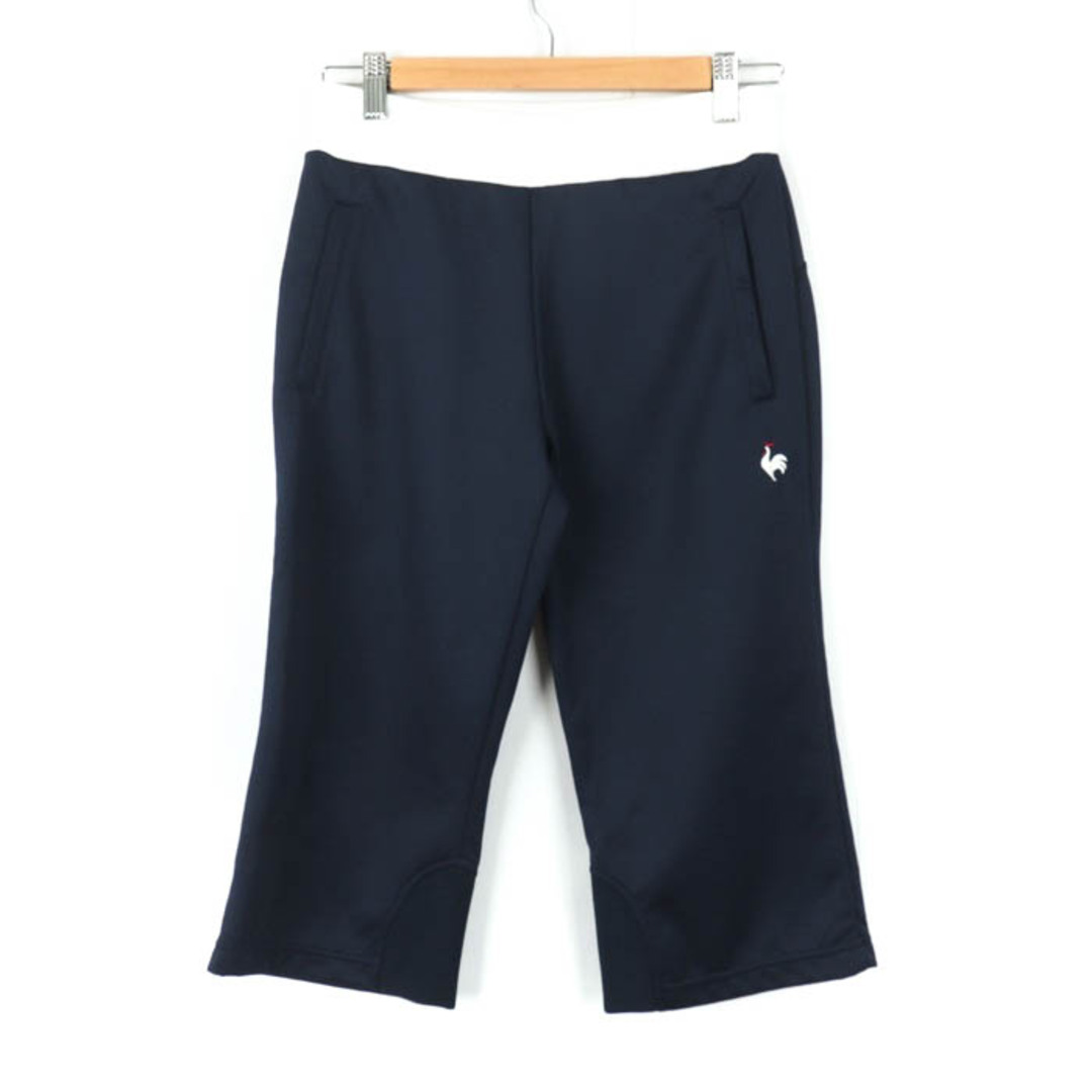 le coq sportif(ルコックスポルティフ)のルコックスポルティフ クロップドパンツ ボトムス ワンポイントロゴ スポーツウエア レディース Sサイズ 紺×白 le coq sportif レディースのパンツ(クロップドパンツ)の商品写真