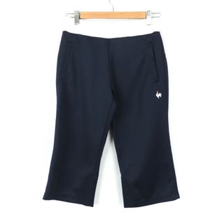 ルコックスポルティフ(le coq sportif)のルコックスポルティフ クロップドパンツ ボトムス ワンポイントロゴ スポーツウエア レディース Sサイズ 紺×白 le coq sportif(クロップドパンツ)