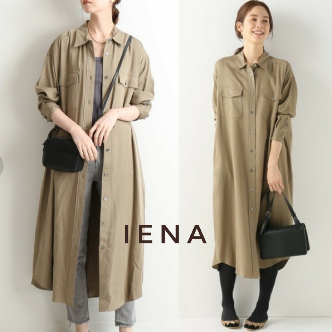 IENA(イエナ)の美品 IENA イエナ モールスキン バイオシャツワンピース 36 レディースのワンピース(ロングワンピース/マキシワンピース)の商品写真