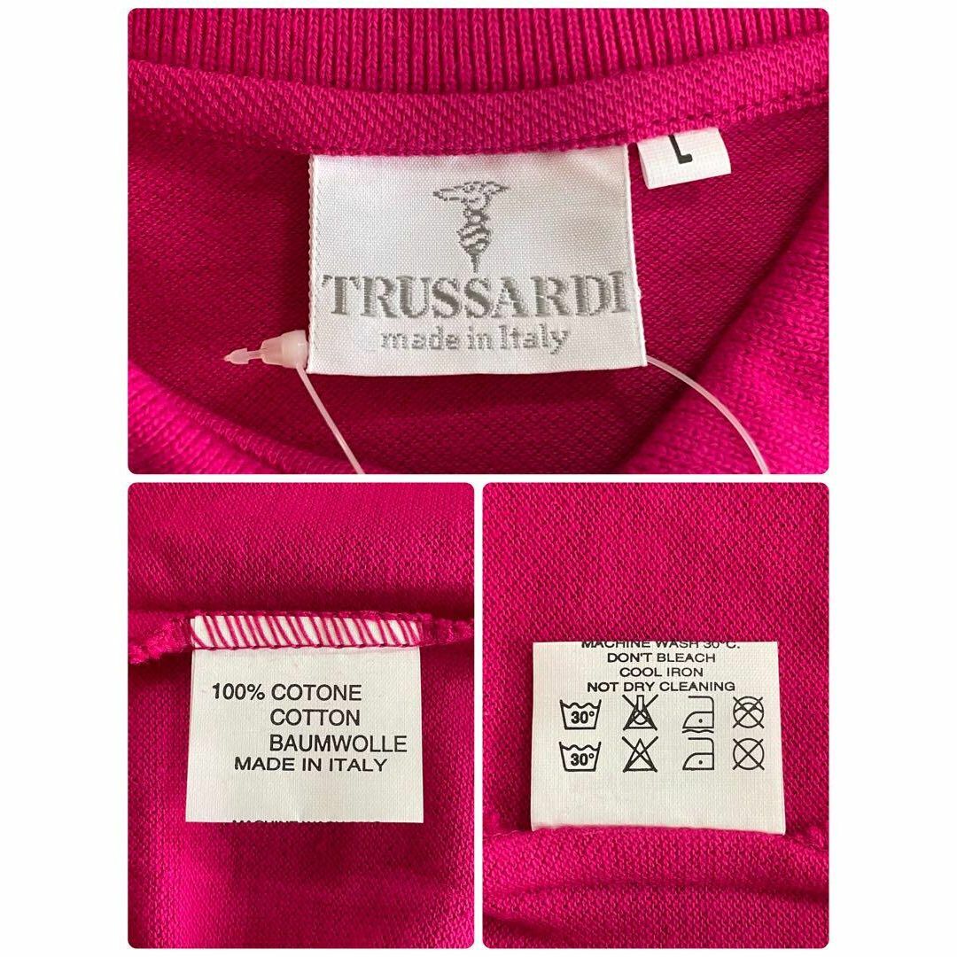 Trussardi(トラサルディ)のトラサルディ　イタリア製　半袖ポロシャツ　刺繍ロゴ　ピンク　ビッグシルエット　L メンズのトップス(ポロシャツ)の商品写真