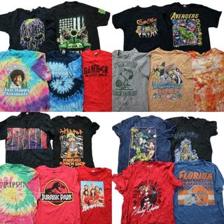 古着卸 まとめ売り カラーmix プリント 半袖Tシャツ 19枚セット (メンズ M /L ) キャラクター タイダイ アニメ プロチーム スカル  MS7327(その他)