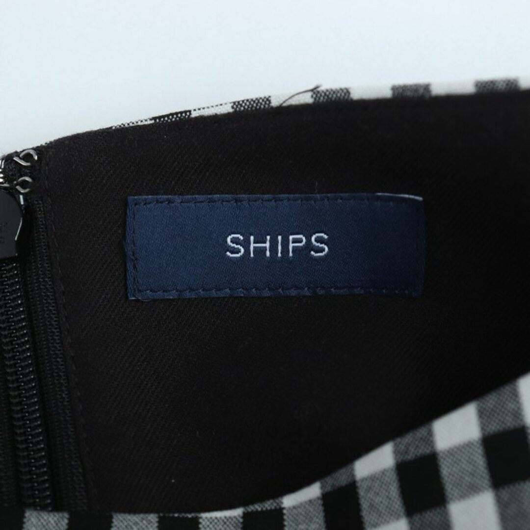 SHIPS(シップス)のシップス スカート ボトムス チェック柄 ウエスト付属有り レディース 38サイズ ホワイト ネイビー SHIPS レディースのスカート(その他)の商品写真
