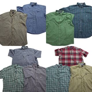 古着卸 まとめ売り チャップス チェック柄 半袖シャツ 10枚セット (メンズ 2XL ) 赤 青 黄色 緑 紫 ワンポイント MS7391(シャツ)