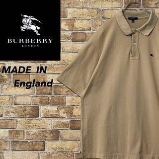 バーバリーロンドン　イングランド製　半袖ポロシャツ　刺繍ロゴ　ビッグシルエットL(ポロシャツ)