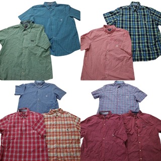 古着卸 まとめ売り チャップス チェック柄 半袖シャツ 10枚セット (メンズ XL /2XL ) 赤 青 緑 オレンジ ワンポイント MS7405(シャツ)