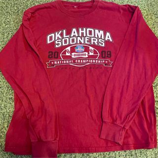 OKLAHOMA SOONERSカレッジプリント Vネック フットボールTシャツ(シャツ)