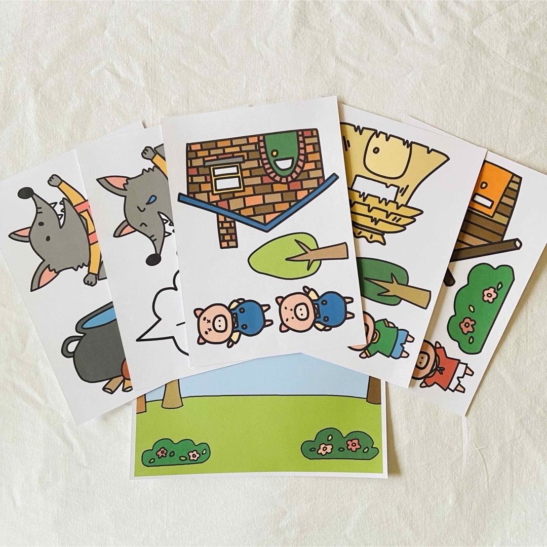3匹のこぶた　カード　パネルシアター　保育教材 キッズ/ベビー/マタニティのおもちゃ(知育玩具)の商品写真