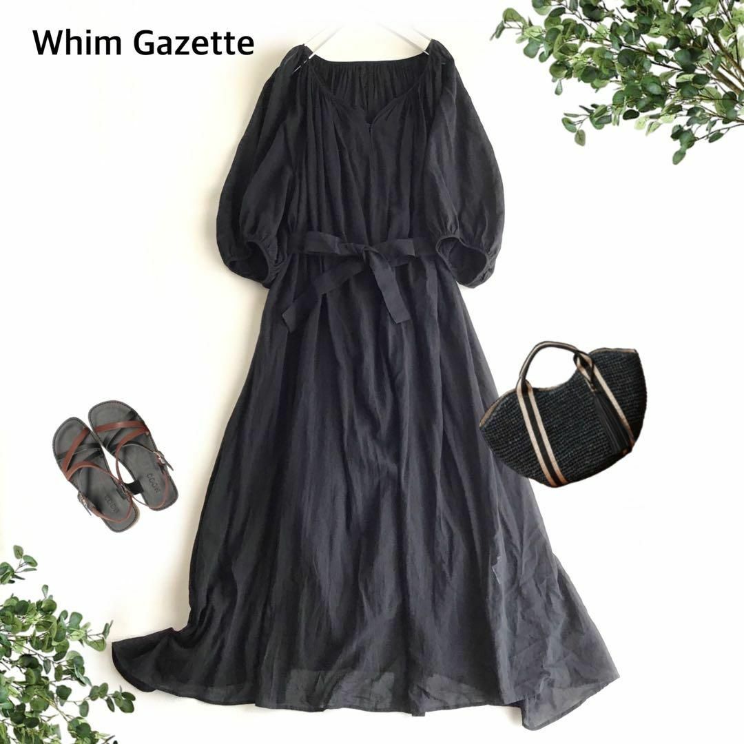 Whim Gazette(ウィムガゼット)の@【F】Whim Gazette ウィムガゼット コットン ギャザー ワンピース レディースのワンピース(ロングワンピース/マキシワンピース)の商品写真