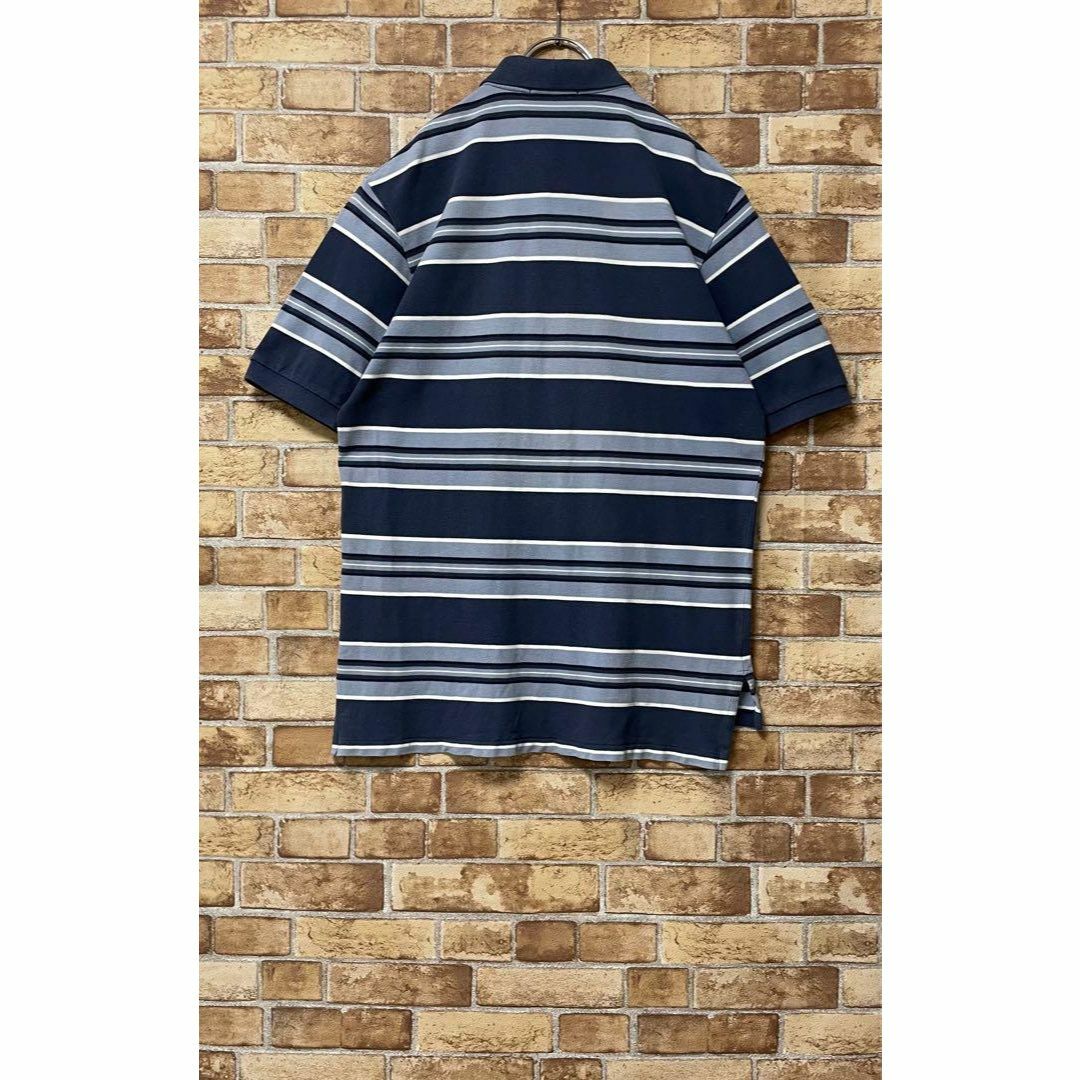 ポロバイラルフローレン　半袖ポロシャツ　刺繍ロゴ　ビッグシルエット　ボーダー　L メンズのトップス(ポロシャツ)の商品写真