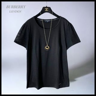 【BURBERRY】 美品  大きいサイズ5  刺繍スリーブコンビカットソー