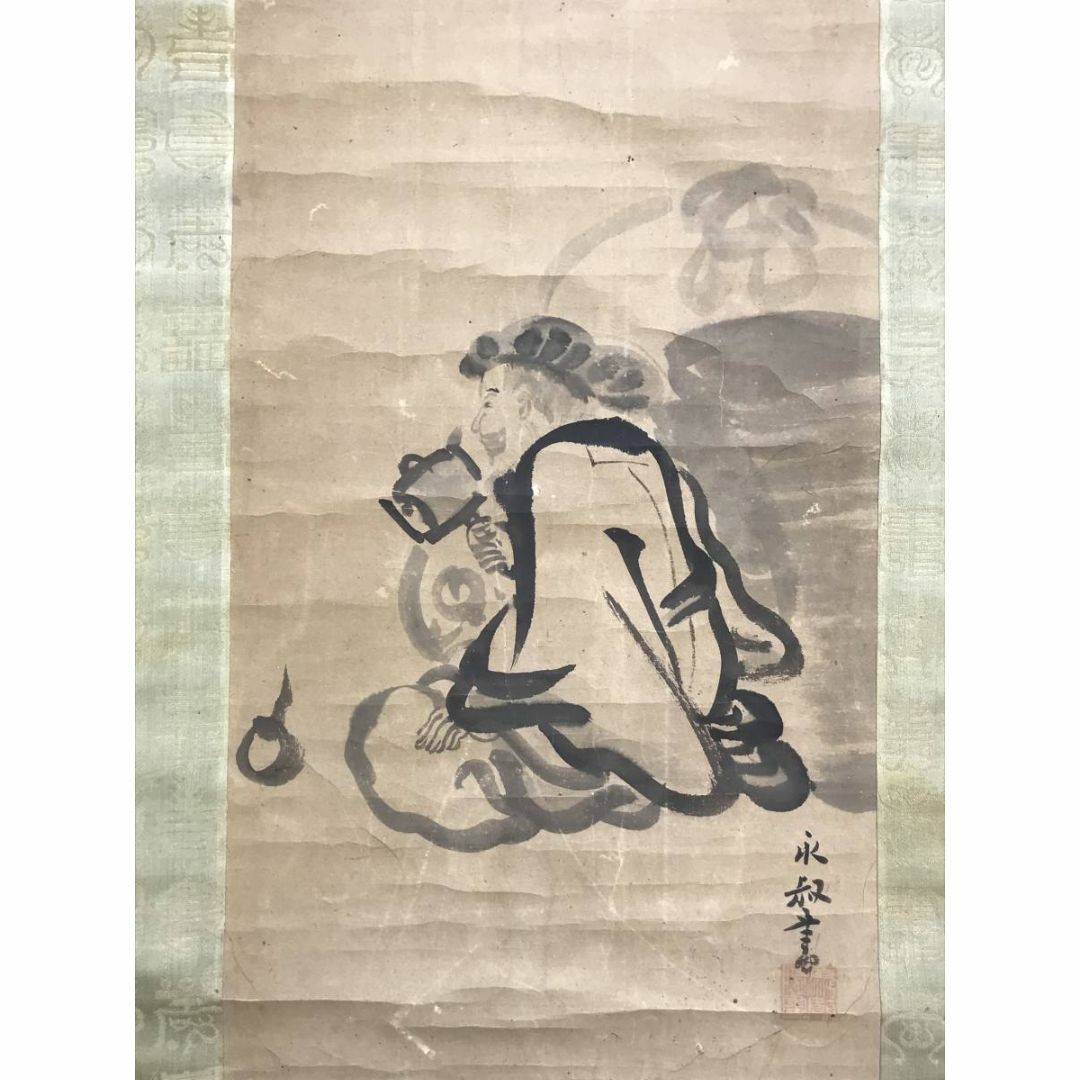 真作】狩野英叔/大黒図/人物図/掛軸☆宝船☆AD-353の通販 by 真作】狩野英叔/大黒図/人物図/掛軸☆宝船☆AD-353の通販 by
