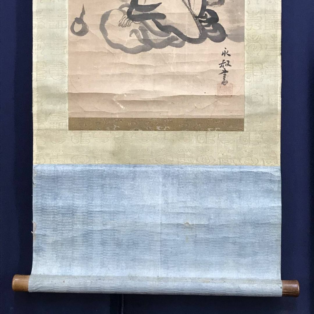 真作】狩野英叔/大黒図/人物図/掛軸☆宝船☆AD-353の通販 by 真作】狩野英叔/大黒図/人物図/掛軸☆宝船☆AD-353の通販 by