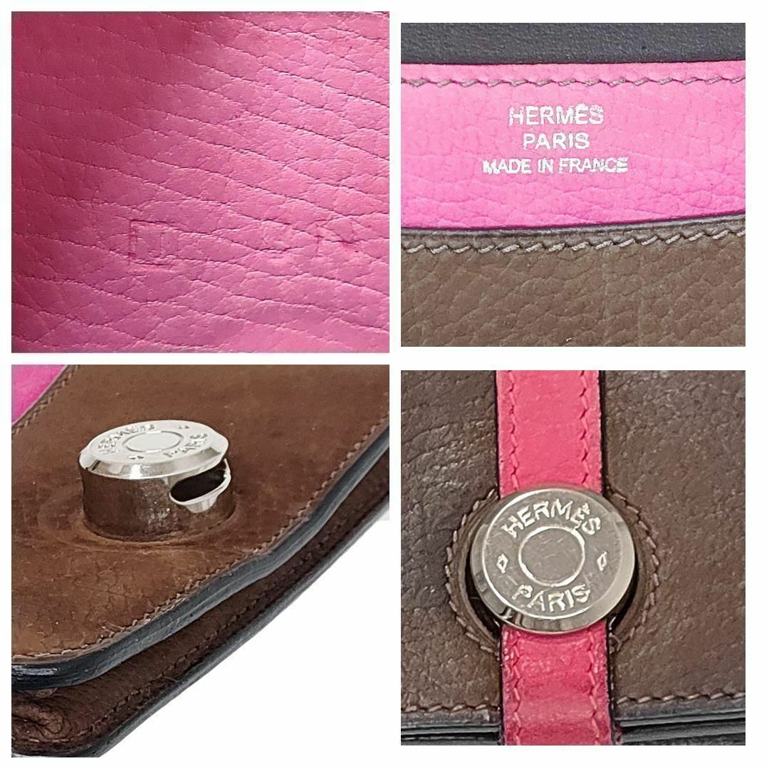 Hermes(エルメス)のエルメス　ドゴン　コインケース　ブラウン ピンク シルバー金具 ヌバック レディースのファッション小物(コインケース)の商品写真