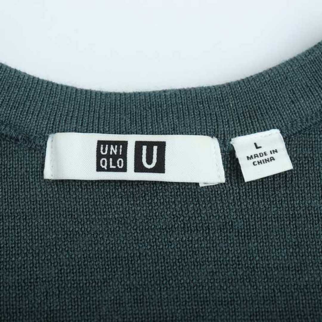 UNIQLO(ユニクロ)のユニクロ ニット トップス セーター カットソーU ウール混 レディース Lサイズ グリーン UNIQLO レディースのトップス(ニット/セーター)の商品写真