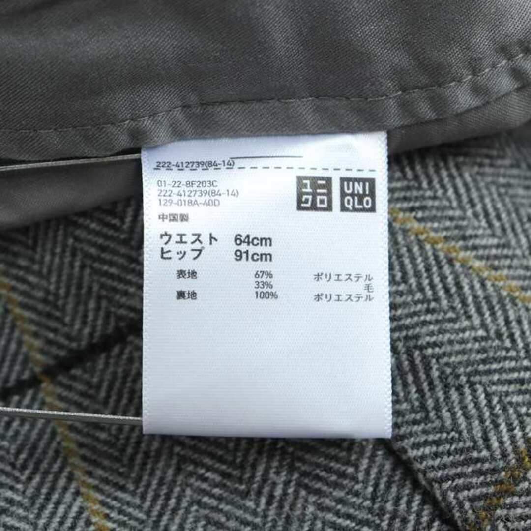 UNIQLO(ユニクロ)のユニクロ スカート ボトムス チェック柄 ウール混 レディース 64サイズ グレー UNIQLO レディースのスカート(その他)の商品写真