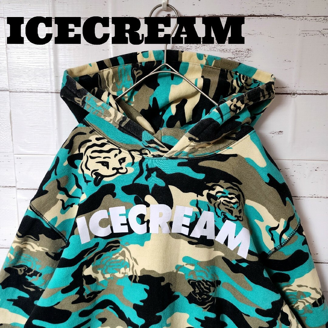 ICE CREAM(アイスクリーム)のICECREAM アイスクリーム パーカー 迷彩 総柄 カモフラ 虎 ゆるだぼ メンズのトップス(パーカー)の商品写真