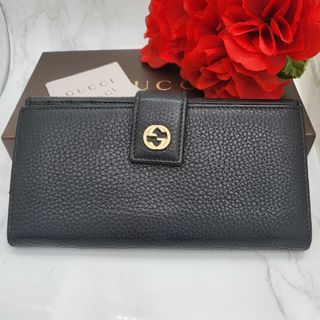 グッチ(Gucci)の【美品】 GUCCI グッチ 長財布 財布 レザー インターロッキング(財布)