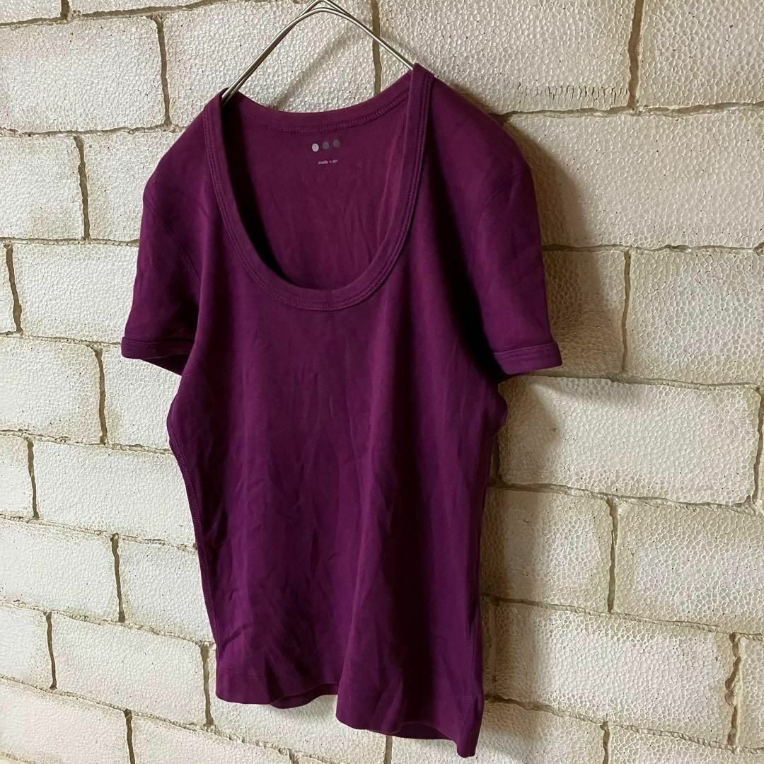 USA製 Uネック半袖Tシャツ S 紫　AC-002 レディースのトップス(Tシャツ(半袖/袖なし))の商品写真