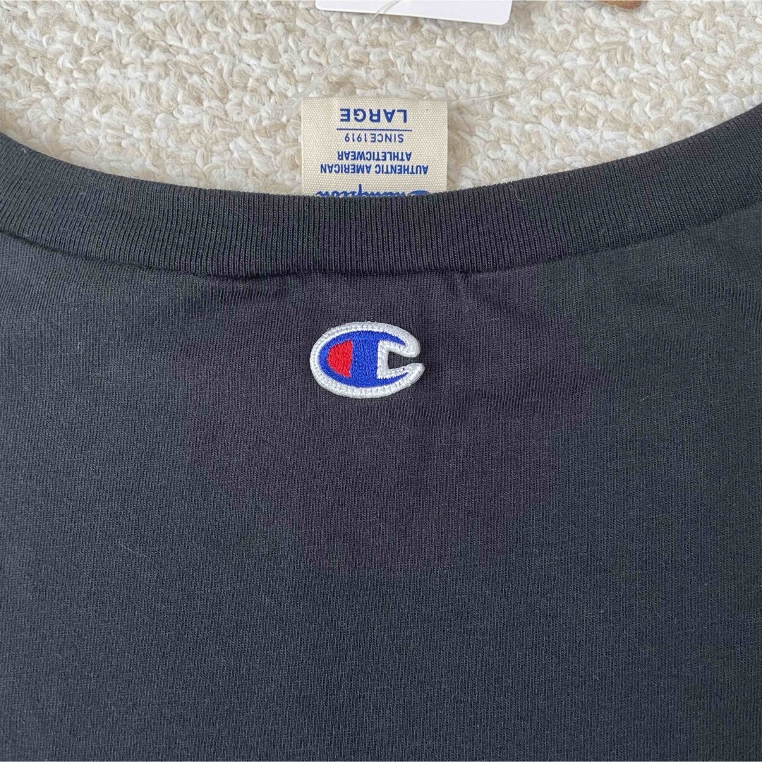 Champion(チャンピオン)の【定価4400円】Champion フレンチスリーブ コットン Tシャツ 黒 L レディースのトップス(Tシャツ(半袖/袖なし))の商品写真