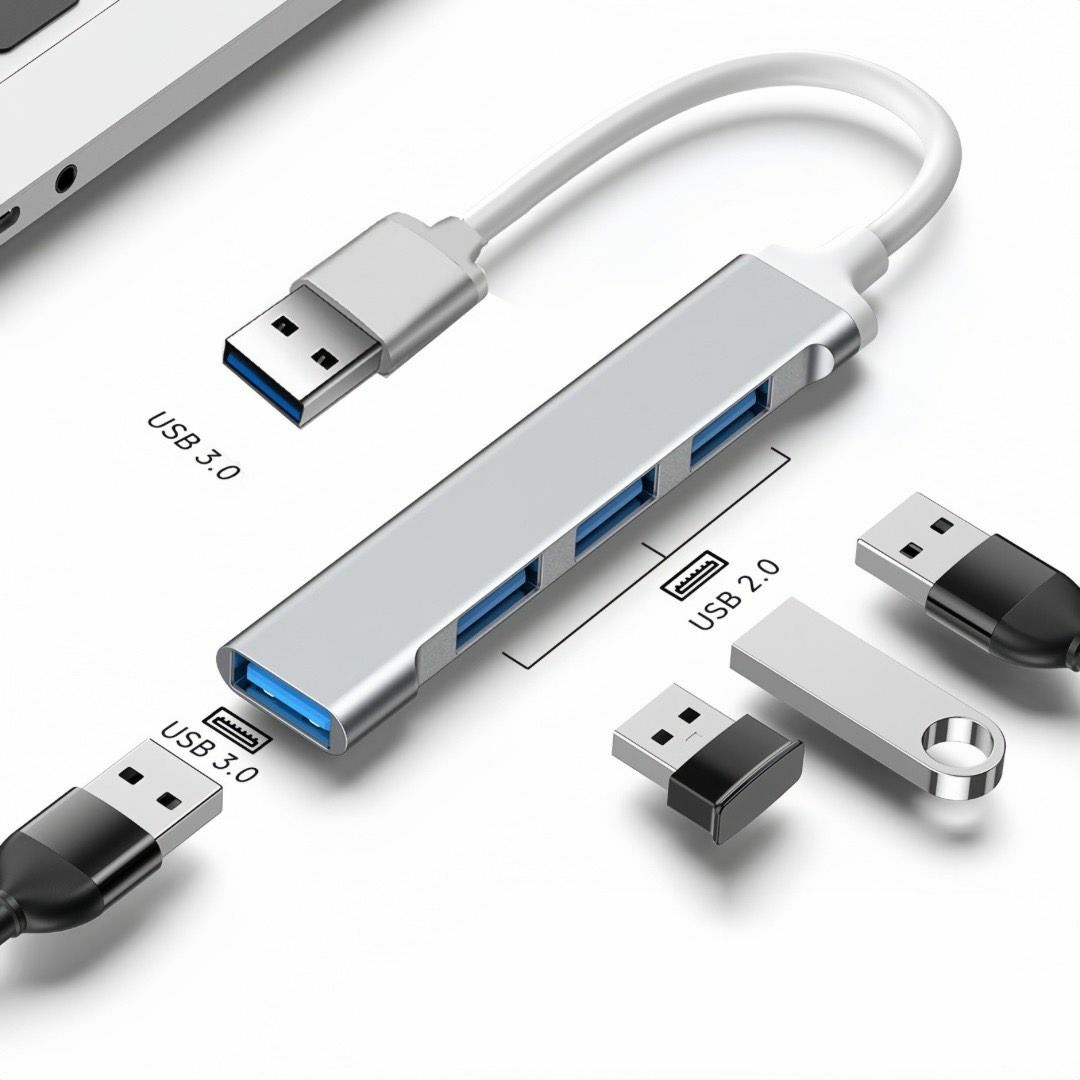 USBハブ 4ポート USB ハブ USB HUB 高速 USB3.0 ケーブル スマホ/家電/カメラのPC/タブレット(PC周辺機器)の商品写真