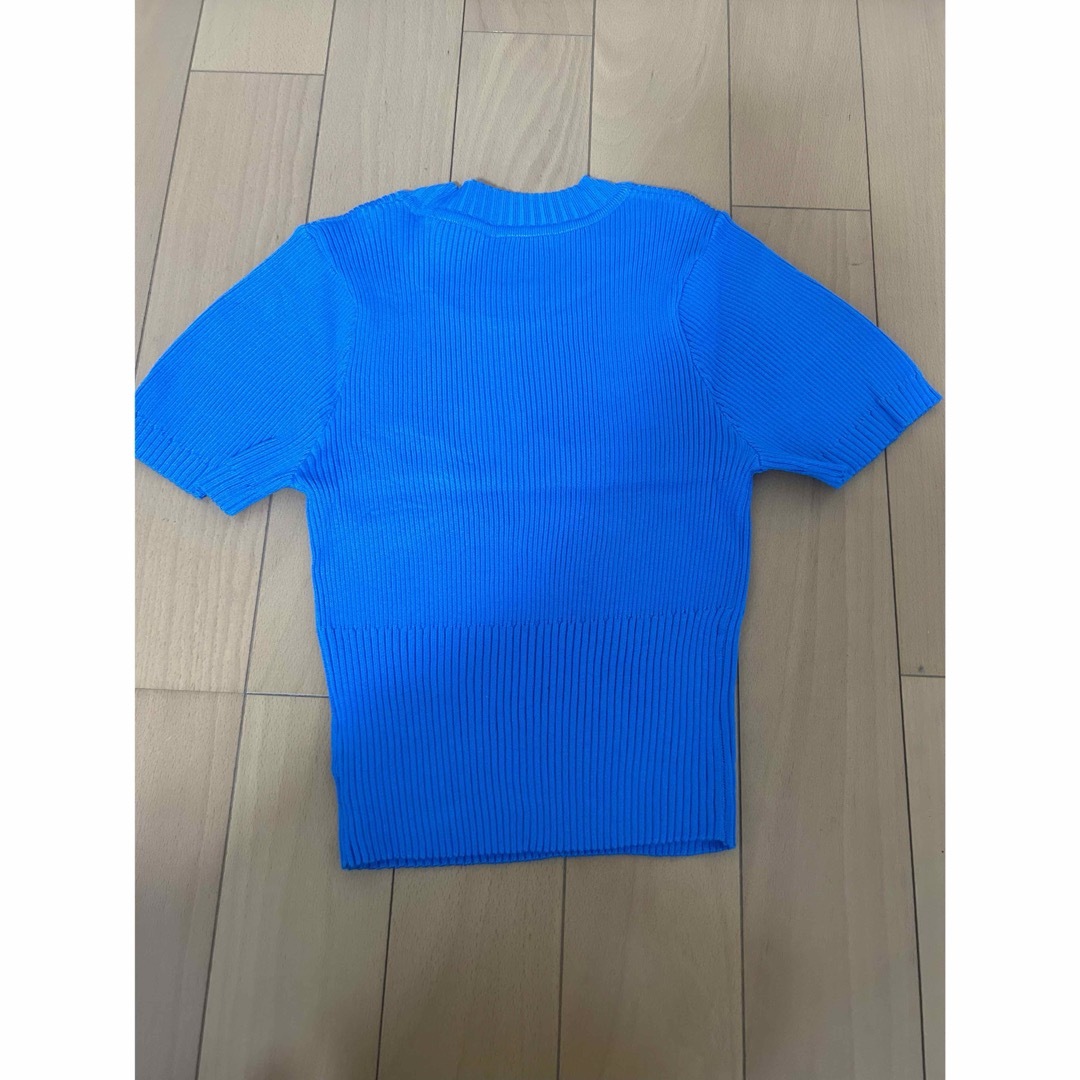 半袖ニット　ブルー　Lサイズ　新品未使用 メンズのトップス(Tシャツ/カットソー(半袖/袖なし))の商品写真