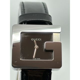 グッチ(Gucci)の【美品】グッチ GUCCI Gフレーム 3600L ステンレス　文字盤黒革ベルト(腕時計)