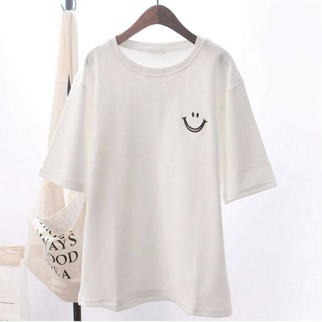 レディース 半袖 Tシャツ ワンポイント 白  人気商品 ゆったり シンプル レディースのトップス(Tシャツ(半袖/袖なし))の商品写真