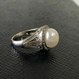 VINTAGE - 15号 真珠 12mm パールリング　指輪　金貴金属　ジュエリー シルバー女性