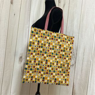 ハンドメイド トートバッグ エコバッグ 生地綿 底マチなし 黄色 レッスンバック(トートバッグ)