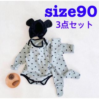 【3点セット♪】ベビー服ロンパースボディスーツ＋パンツ＋帽子3点セット！90(パンツ/スパッツ)