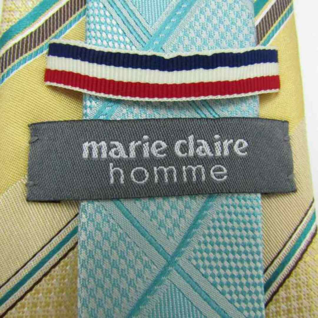 Marie Claire(マリクレール)のマリクレール ブランド ネクタイ ストライプ柄 格子柄 シルク PO  メンズ イエロー mariclaire メンズのファッション小物(ネクタイ)の商品写真