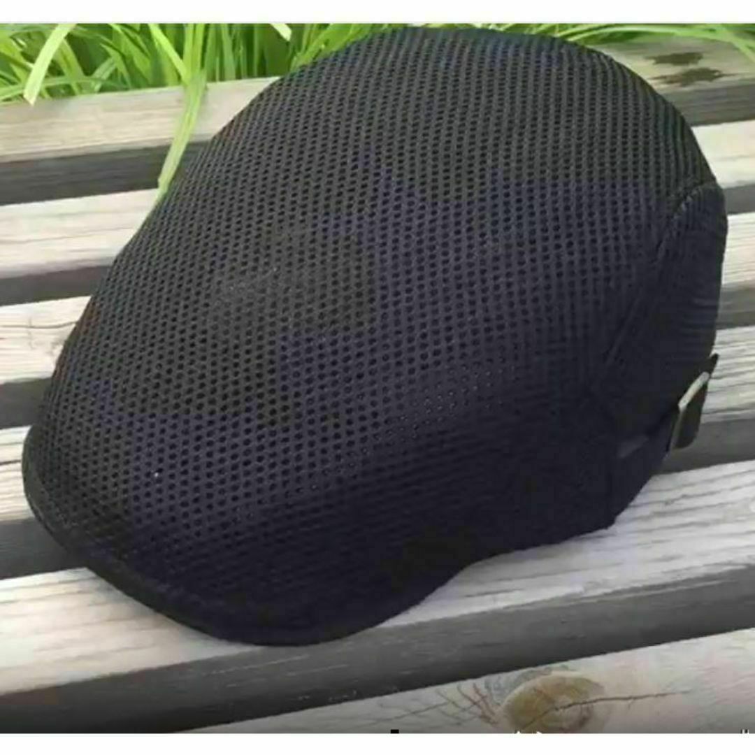 ハンチングキャップ 黒とグレー 55㎝~60cm 鳥打帽 狩猟 乗馬 イギリス メンズの帽子(ハンチング/ベレー帽)の商品写真