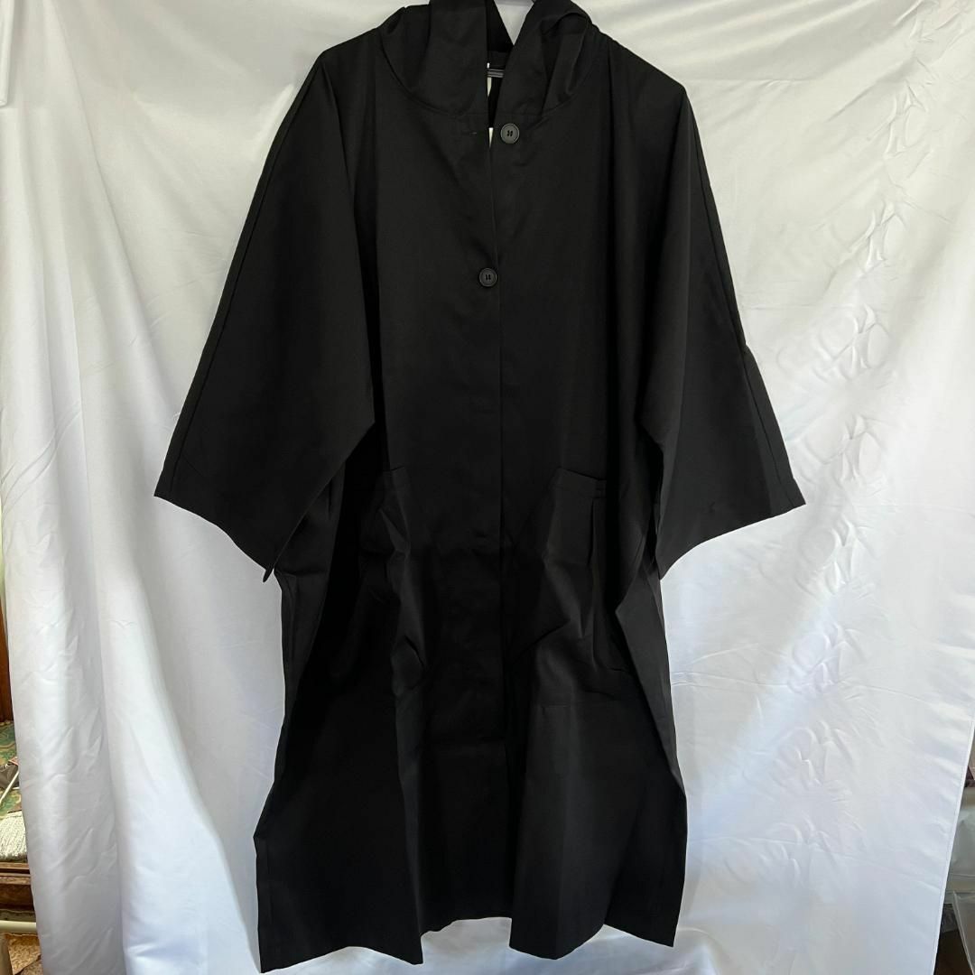 フード付きパーカーコート ブラック トレンチコート 春 ゆったり 韓国 オーバー レディースのジャケット/アウター(トレンチコート)の商品写真