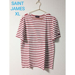 SAINT JAMES - SAINT JAMESピリアック白×赤ボーダーTシャツXL / セントジェームス