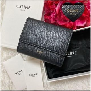 セリーヌ(celine)の美品✨現行✨セリーヌ 3つ折り スモール トリフォールド 財布　ブラック(折り財布)