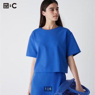 ユニクロ(UNIQLO)のUNIQLO クレープジャージーT 65ブルー　L 完売　新品タグ(Tシャツ(半袖/袖なし))