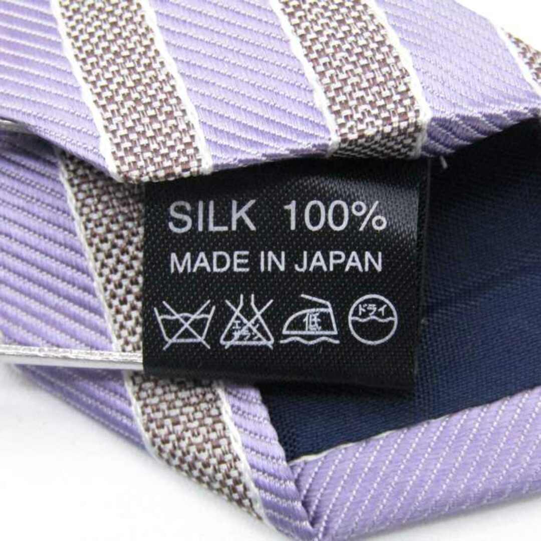 インヘイルエクスヘイル ブランド ネクタイ ストライプ柄 ダブルストライプ シルク 日本製 PO  メンズ パープル INHALE EXHALE メンズのファッション小物(ネクタイ)の商品写真