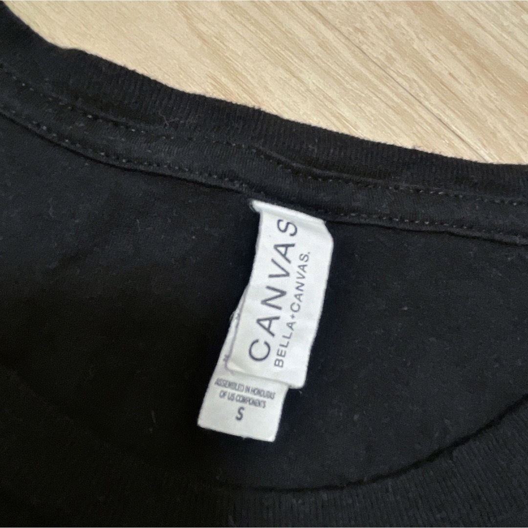 USA古着　Tシャツ　Sサイズ　ブラック　黒　プリント　ロゴ　クルーネック　半袖 メンズのトップス(Tシャツ/カットソー(半袖/袖なし))の商品写真