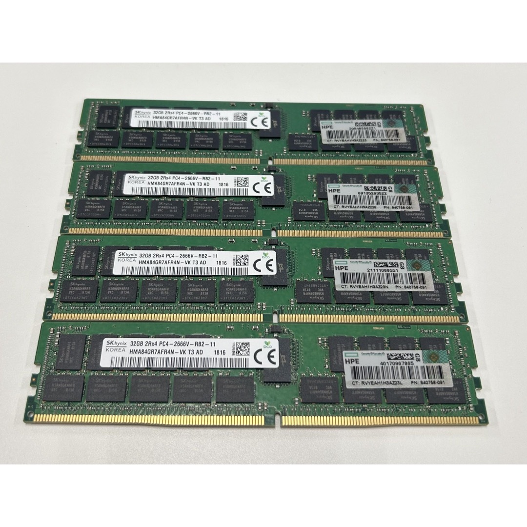 128GB(32GBx4) DDR4-2666 ECC RDIMM Hynix スマホ/家電/カメラのPC/タブレット(PCパーツ)の商品写真