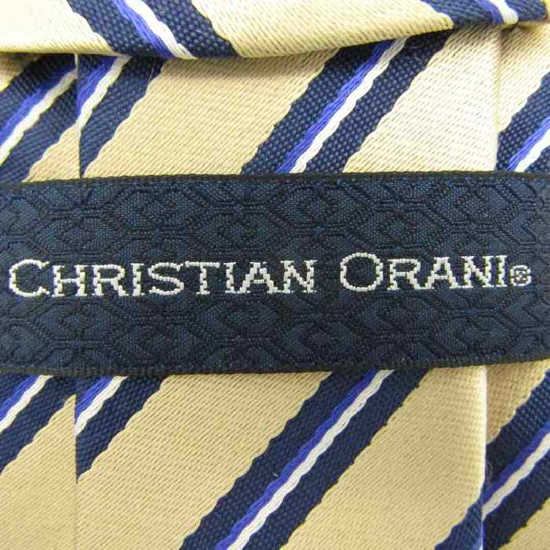 クリスチャン オラーニ ブランド ネクタイ ストライプ柄 シルク PO  メンズ ベージュ CHRISTIAN ORANI メンズのファッション小物(ネクタイ)の商品写真