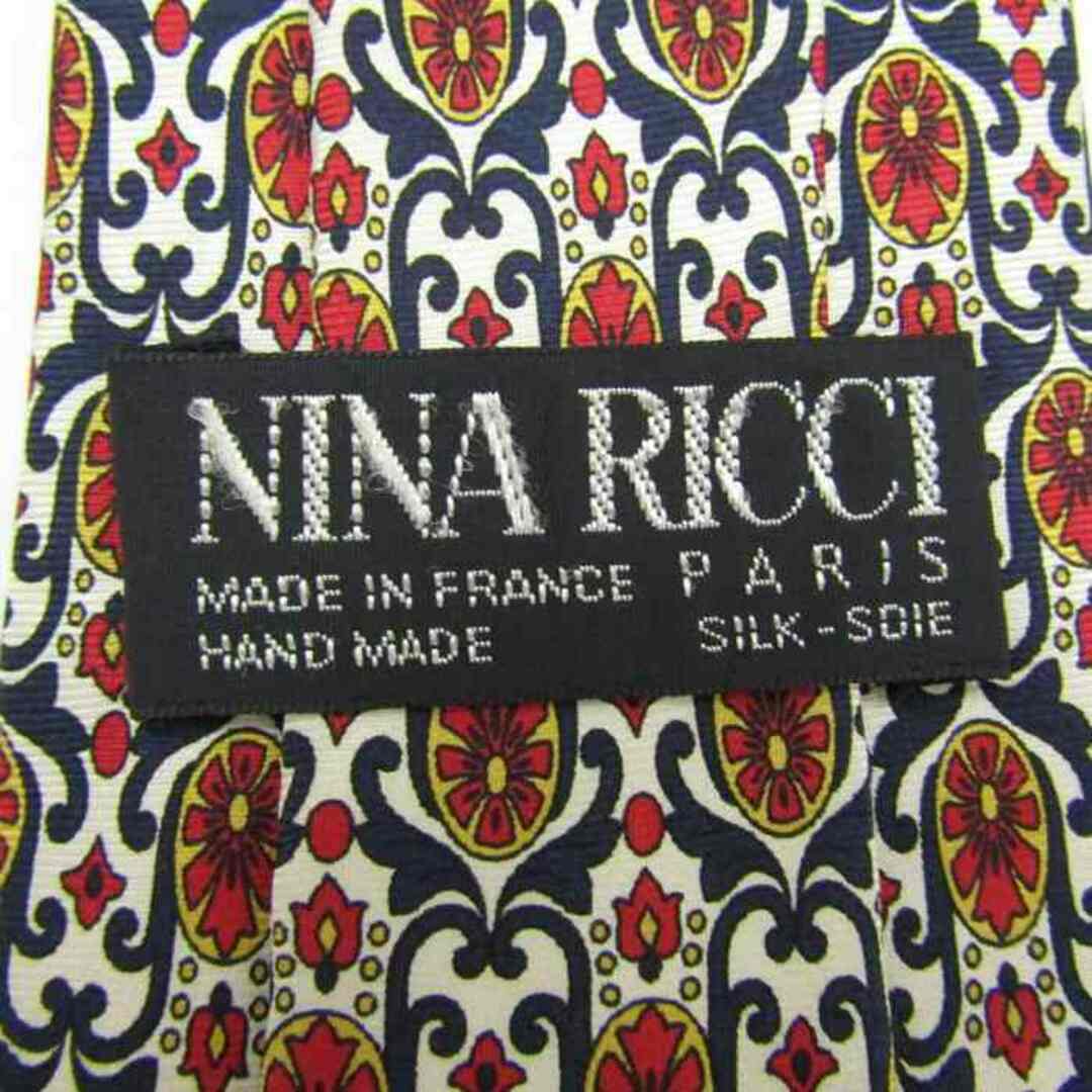 NINA RICCI(ニナリッチ)のニナリッチ ブランド ネクタイ 花柄 ドット 小紋柄 シルク フランス製 PO  メンズ ホワイト NINA RICCI メンズのファッション小物(ネクタイ)の商品写真