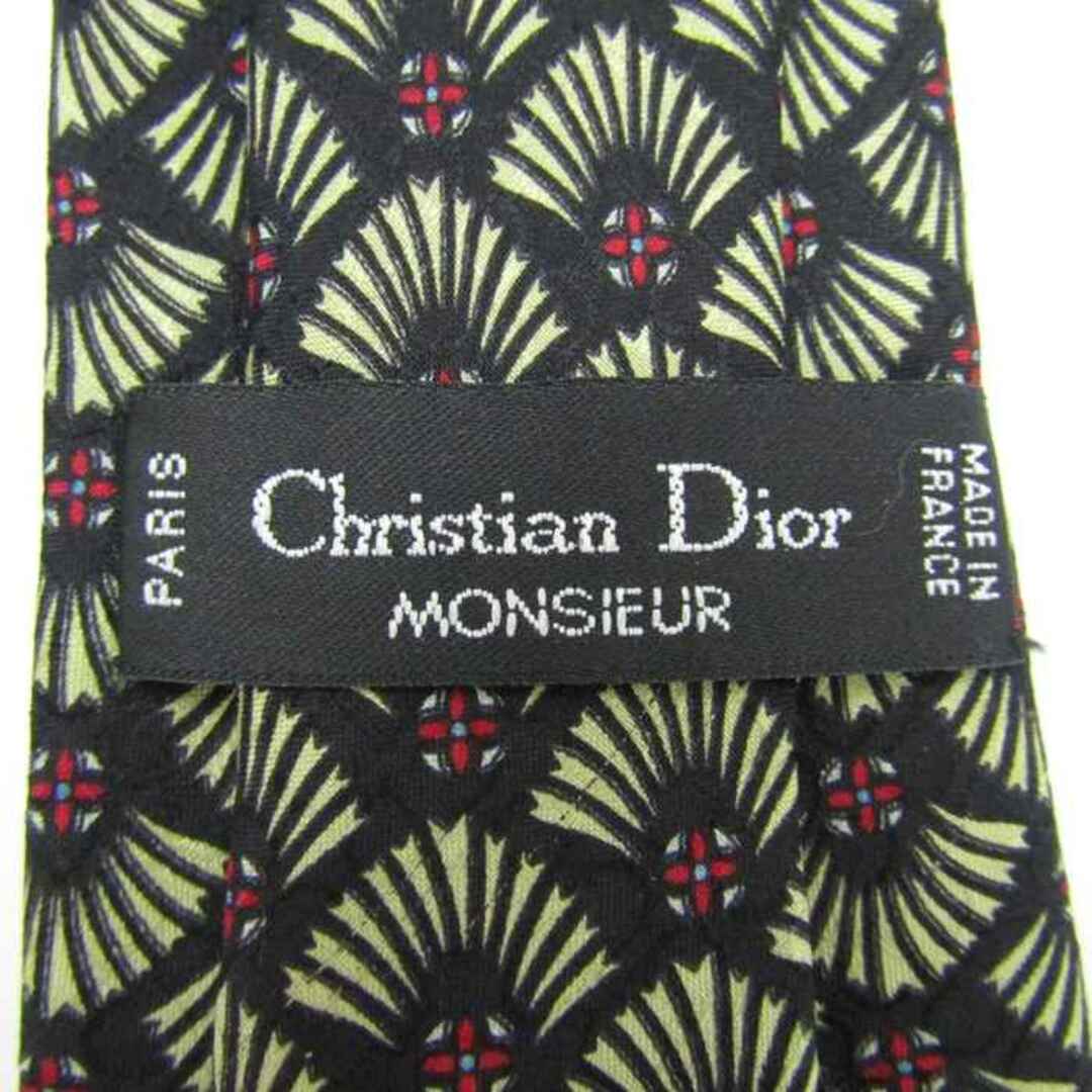 Christian Dior(クリスチャンディオール)のクリスチャンディオール ブランド ネクタイ 花柄 リーフ柄 ドット フランス製 PO  メンズ ブラック Christian Dior メンズのファッション小物(ネクタイ)の商品写真