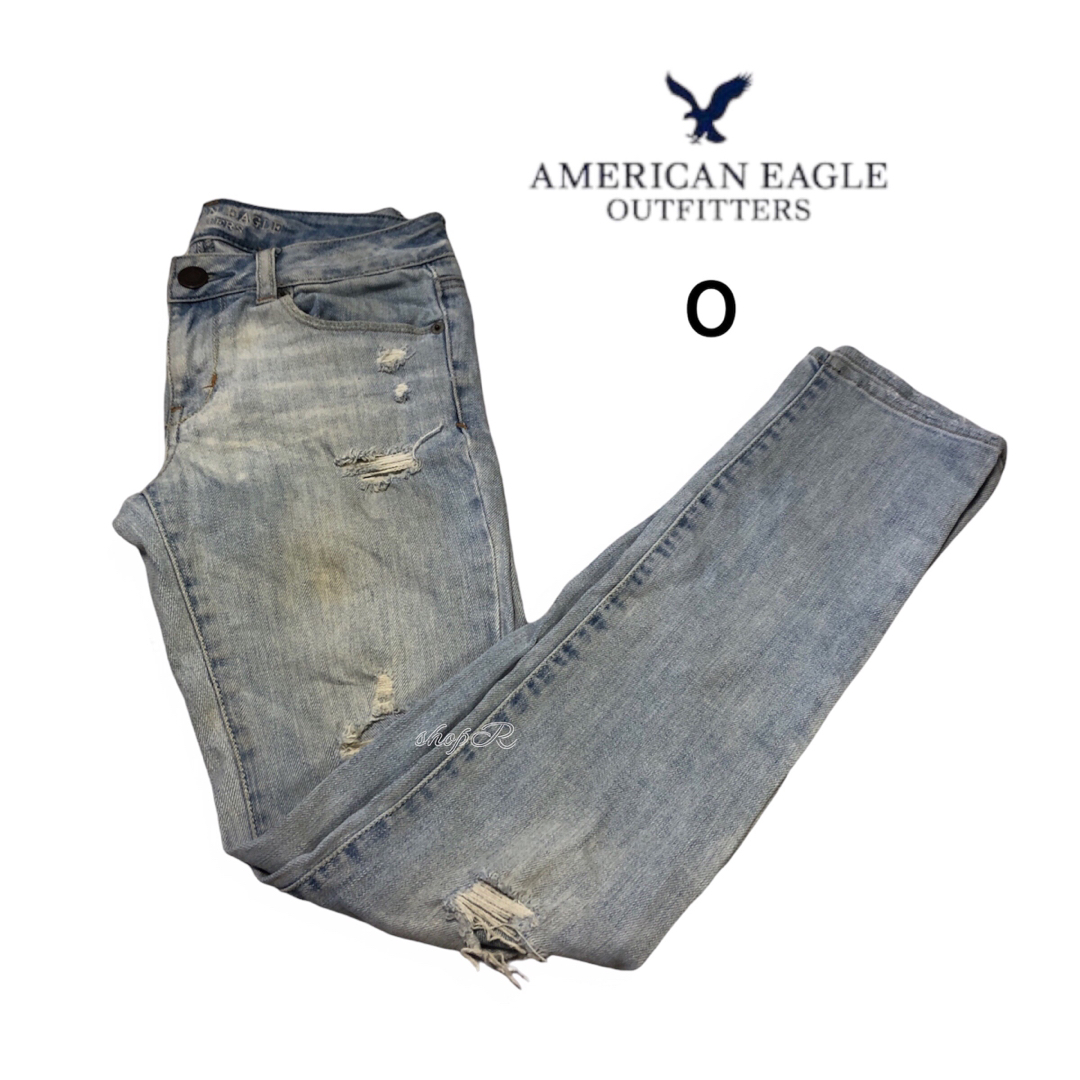 American Eagle(アメリカンイーグル)のAmerican eagle ダメージデニム スキニーストレッチ 小さいサイズ レディースのパンツ(デニム/ジーンズ)の商品写真
